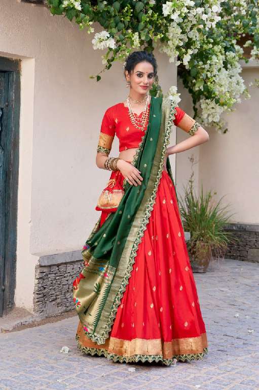 LNB SRIVIDYA WHOLESALE JACQUARD SILK PAITHANI STYLE WEDDING WEAR LEHENGAS