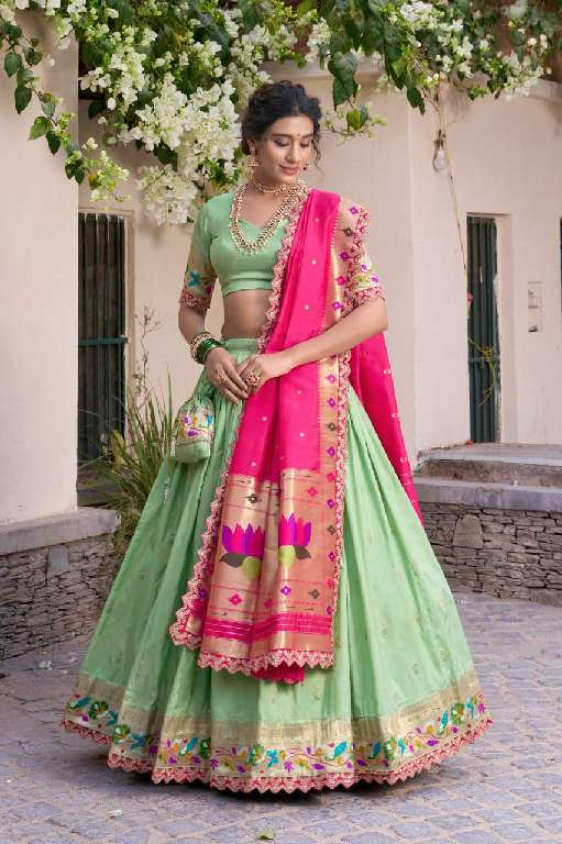 LNB SRIVIDYA WHOLESALE JACQUARD SILK PAITHANI STYLE WEDDING WEAR LEHENGAS