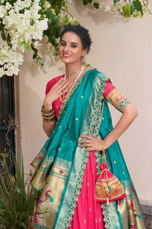 LNB SRIVIDYA WHOLESALE JACQUARD SILK PAITHANI STYLE WEDDING WEAR LEHENGAS