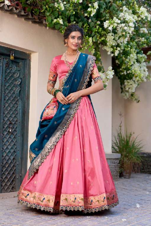 LNB SRIVIDYA WHOLESALE JACQUARD SILK PAITHANI STYLE WEDDING WEAR LEHENGAS