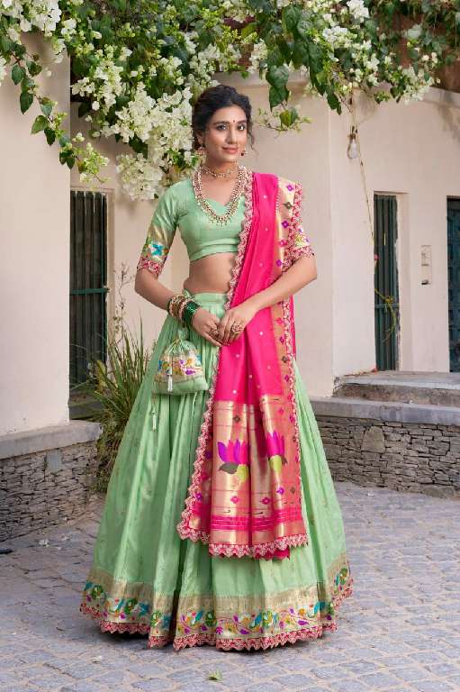 LNB SRIVIDYA WHOLESALE JACQUARD SILK PAITHANI STYLE WEDDING WEAR LEHENGAS