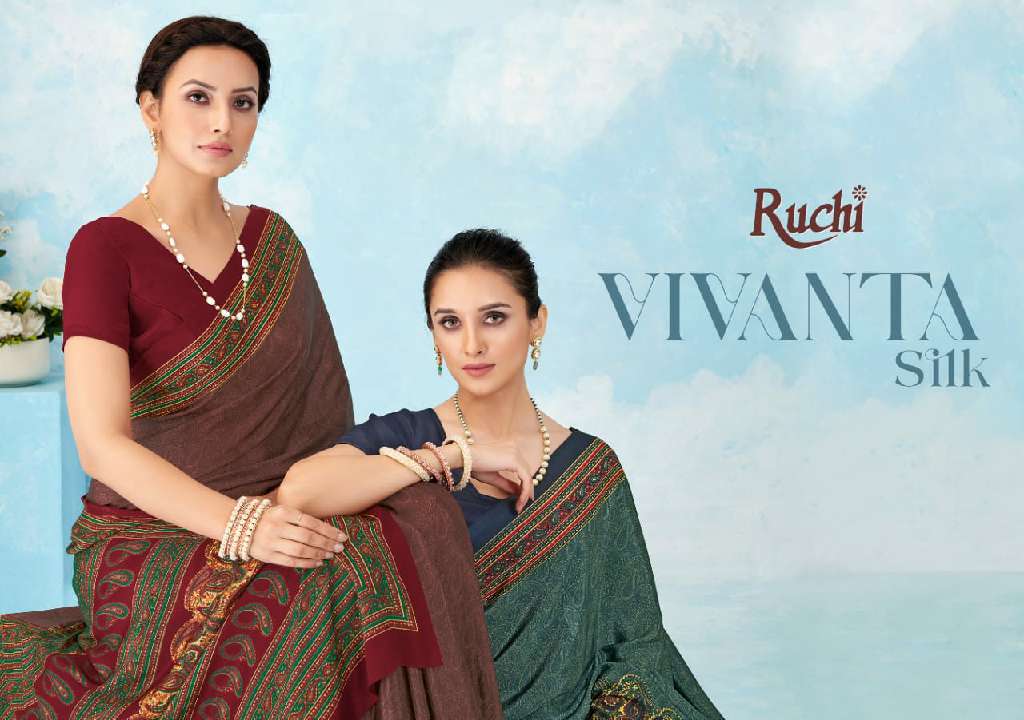 RUCHI VIVANTA SILK VOL 46 SILK CREPE PRINTED SARIS AT BEST RATE
