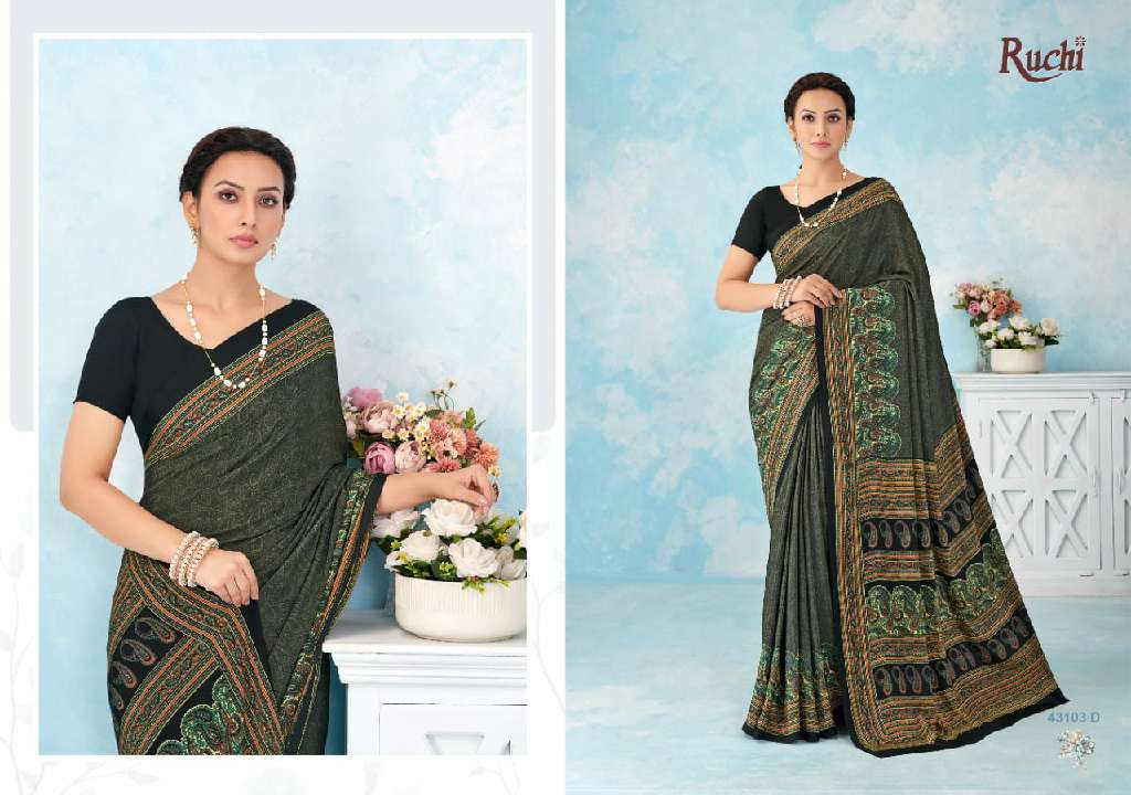 RUCHI VIVANTA SILK VOL 46 SILK CREPE PRINTED SARIS AT BEST RATE