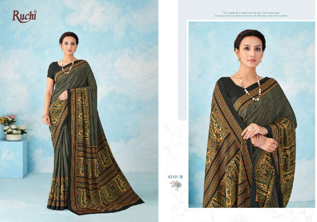 RUCHI VIVANTA SILK VOL 46 SILK CREPE PRINTED SARIS AT BEST RATE