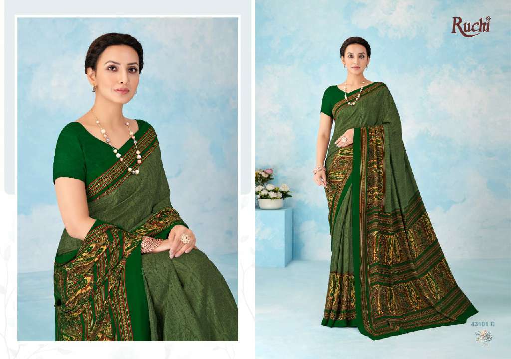 RUCHI VIVANTA SILK VOL 46 SILK CREPE PRINTED SARIS AT BEST RATE