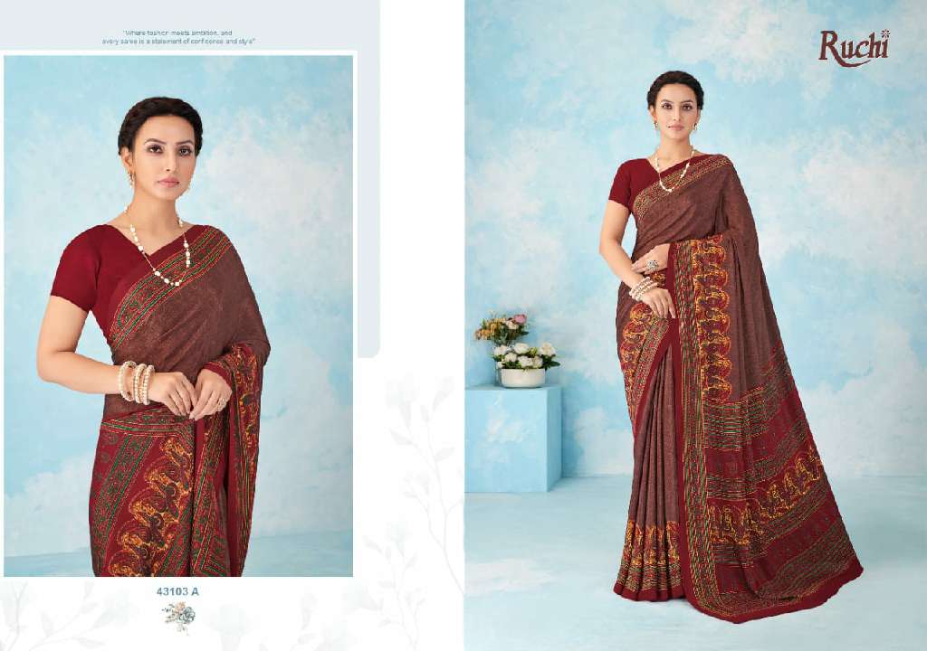 RUCHI VIVANTA SILK VOL 46 SILK CREPE PRINTED SARIS AT BEST RATE