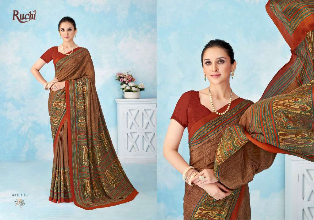 RUCHI VIVANTA SILK VOL 46 SILK CREPE PRINTED SARIS AT BEST RATE