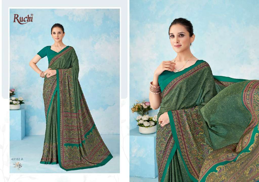 RUCHI VIVANTA SILK VOL 46 SILK CREPE PRINTED SARIS AT BEST RATE