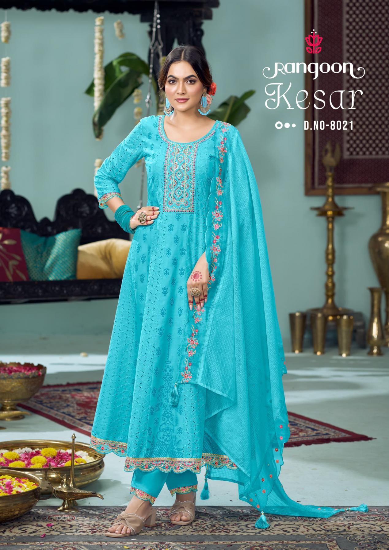 RANGOON KESAR COTTON ANARKALI STYLE READYMADE CLASSIC SUIT FOR WOMENS