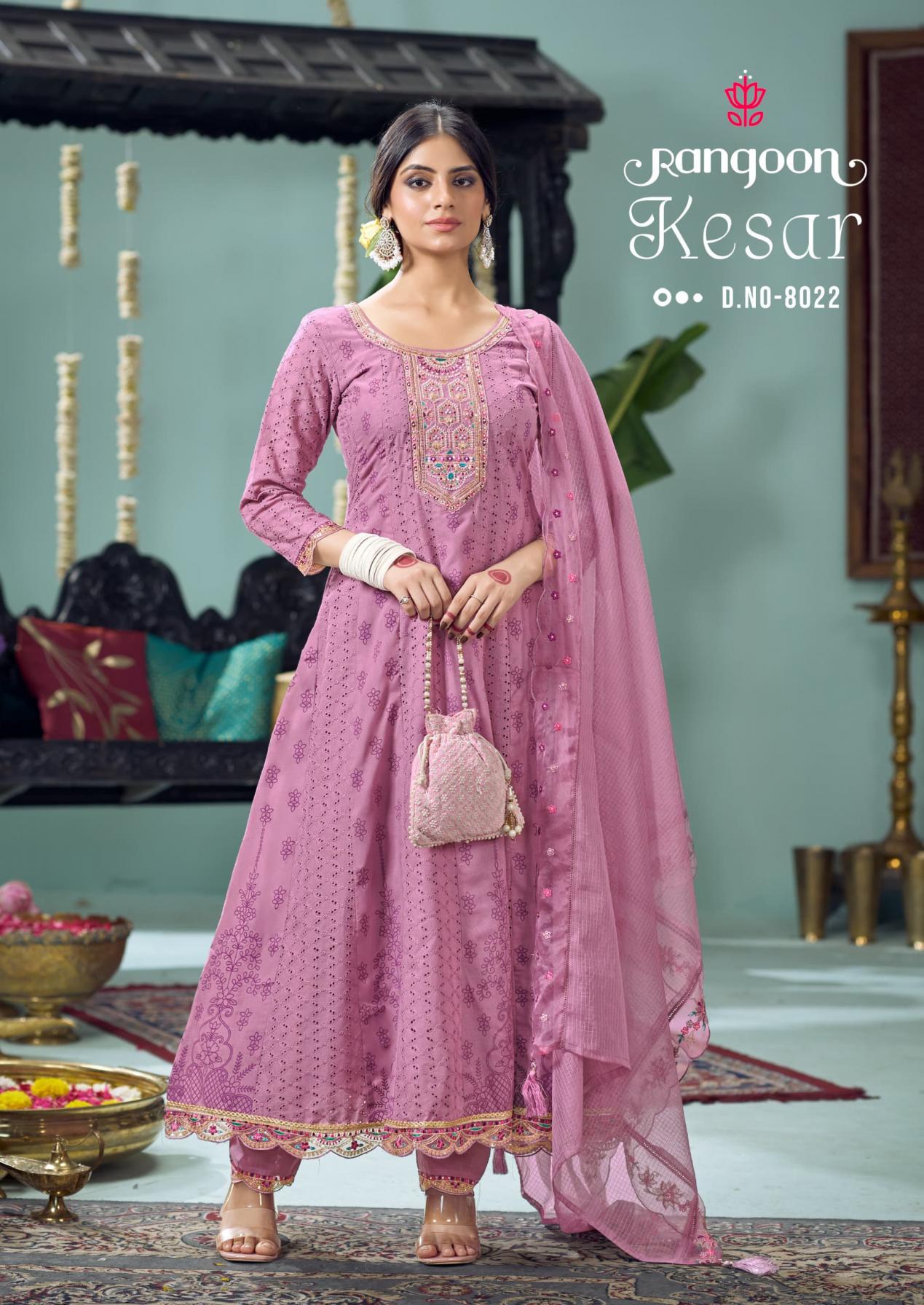 RANGOON KESAR COTTON ANARKALI STYLE READYMADE CLASSIC SUIT FOR WOMENS