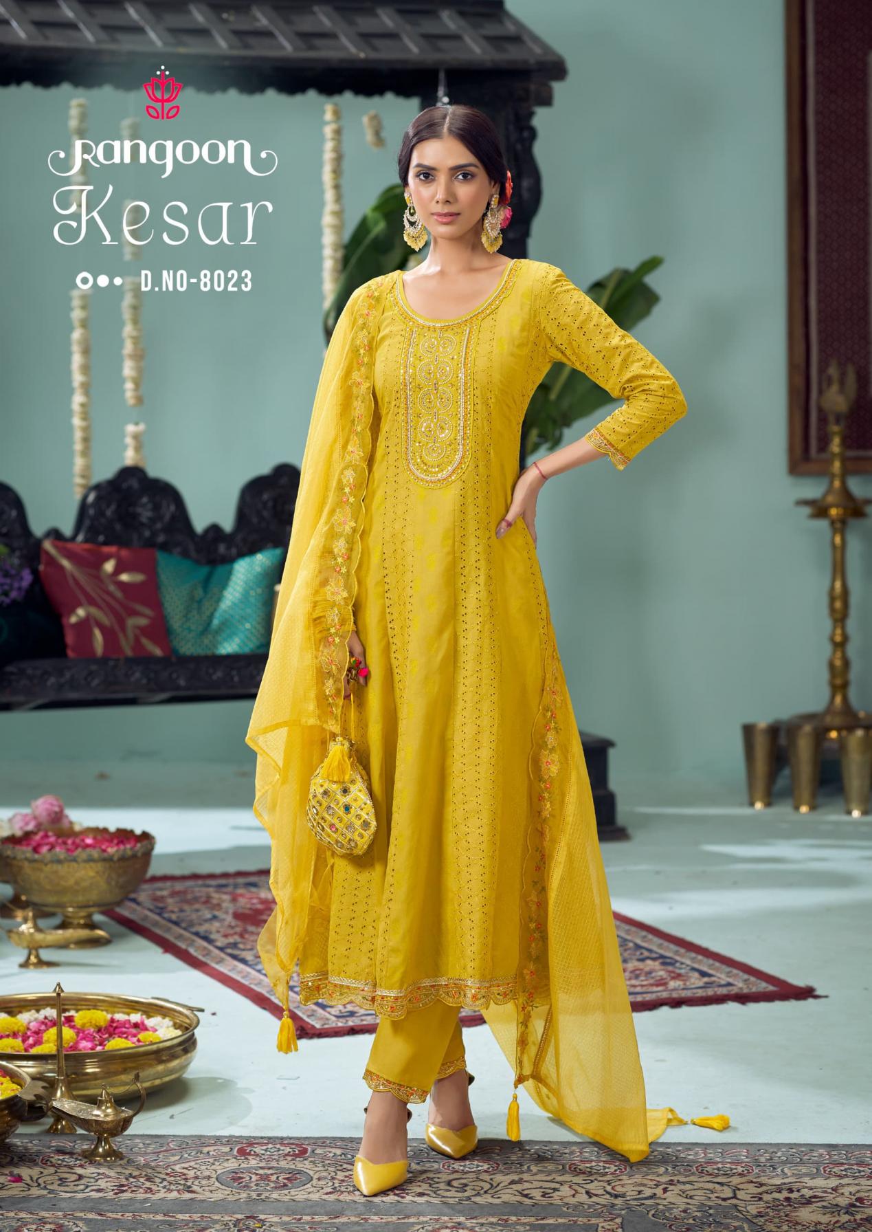 RANGOON KESAR COTTON ANARKALI STYLE READYMADE CLASSIC SUIT FOR WOMENS
