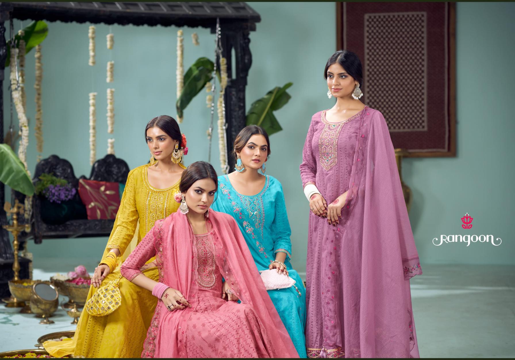 RANGOON KESAR COTTON ANARKALI STYLE READYMADE CLASSIC SUIT FOR WOMENS