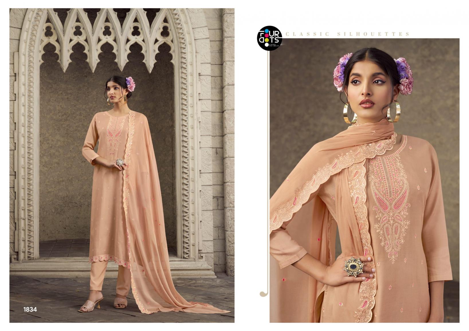 FOURDOTS SWARNIKA VISCOSE MUSLIN ELEGANCE UNSTITCH 3PCS DRESS