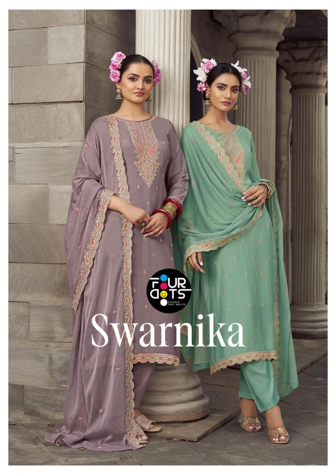 FOURDOTS SWARNIKA VISCOSE MUSLIN ELEGANCE UNSTITCH 3PCS DRESS
