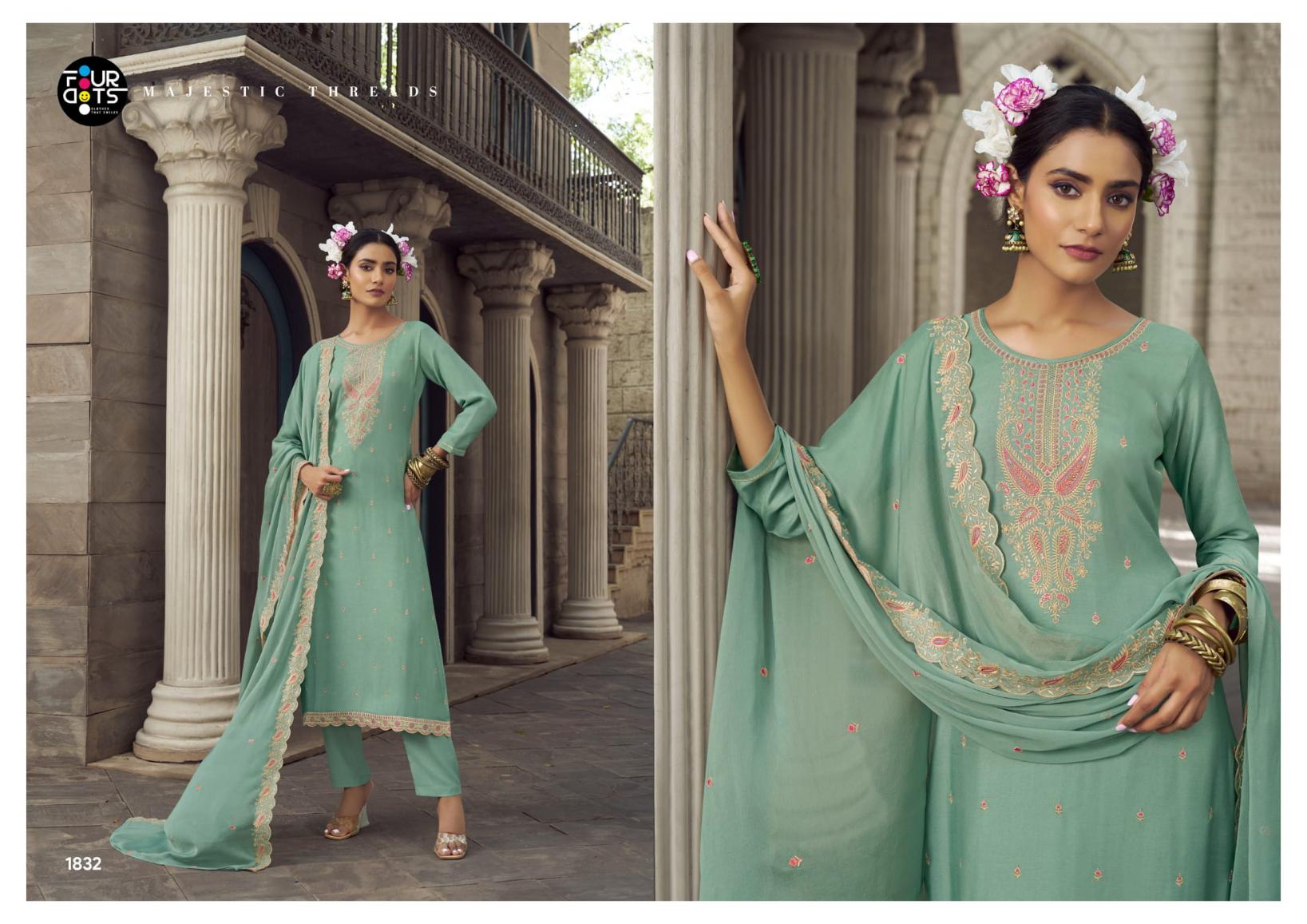 FOURDOTS SWARNIKA VISCOSE MUSLIN ELEGANCE UNSTITCH 3PCS DRESS