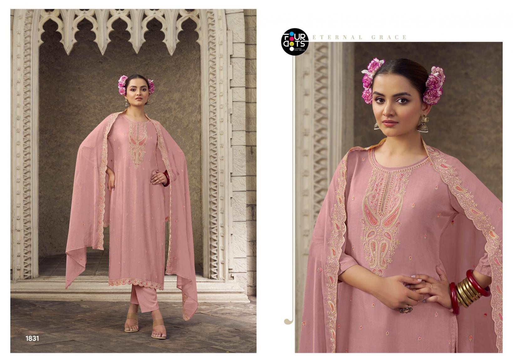 FOURDOTS SWARNIKA VISCOSE MUSLIN ELEGANCE UNSTITCH 3PCS DRESS