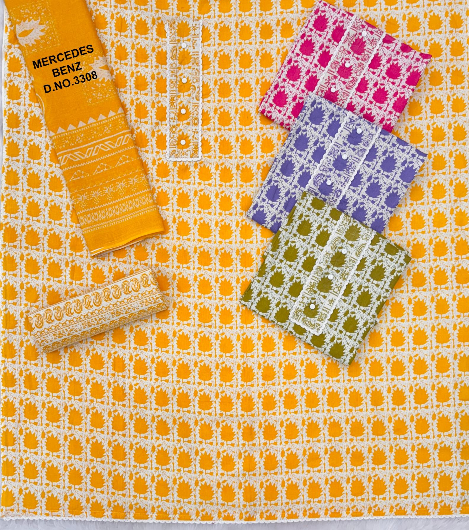 BIPSON PRINTS MERCEDES 3308 COTTON UNIQUE COLOURS UNSTITCH SUITS