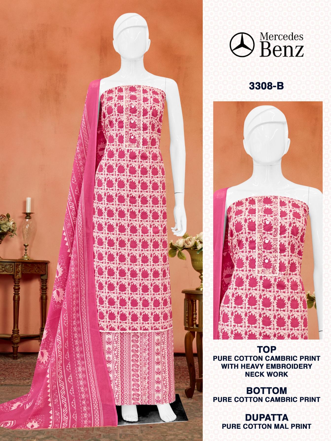 BIPSON PRINTS MERCEDES 3308 COTTON UNIQUE COLOURS UNSTITCH SUITS