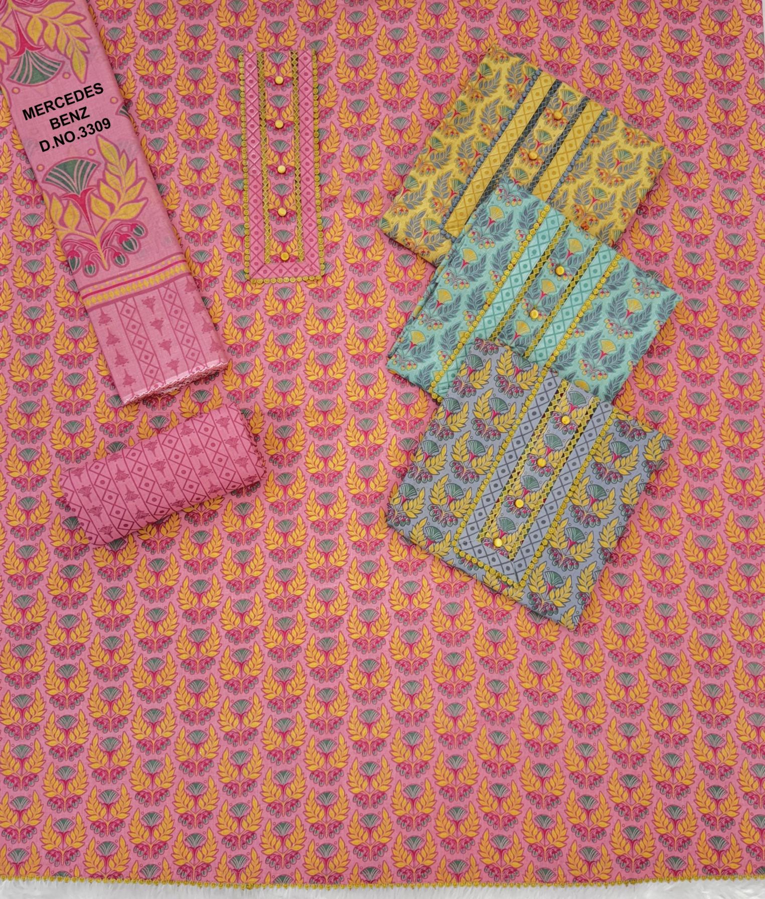 BIPSON PRINTS MERCEDES 3309 COTTON PRETTY LOOK DRESS MATERIALS