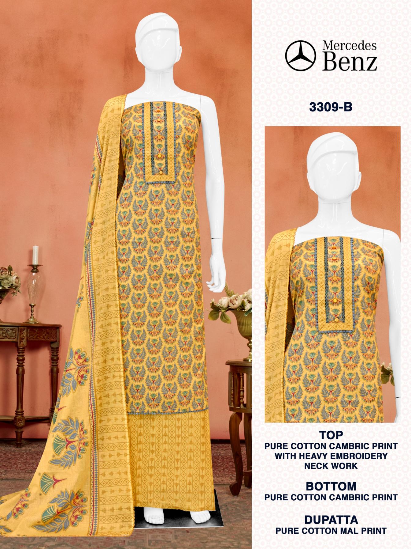 BIPSON PRINTS MERCEDES 3309 COTTON PRETTY LOOK DRESS MATERIALS