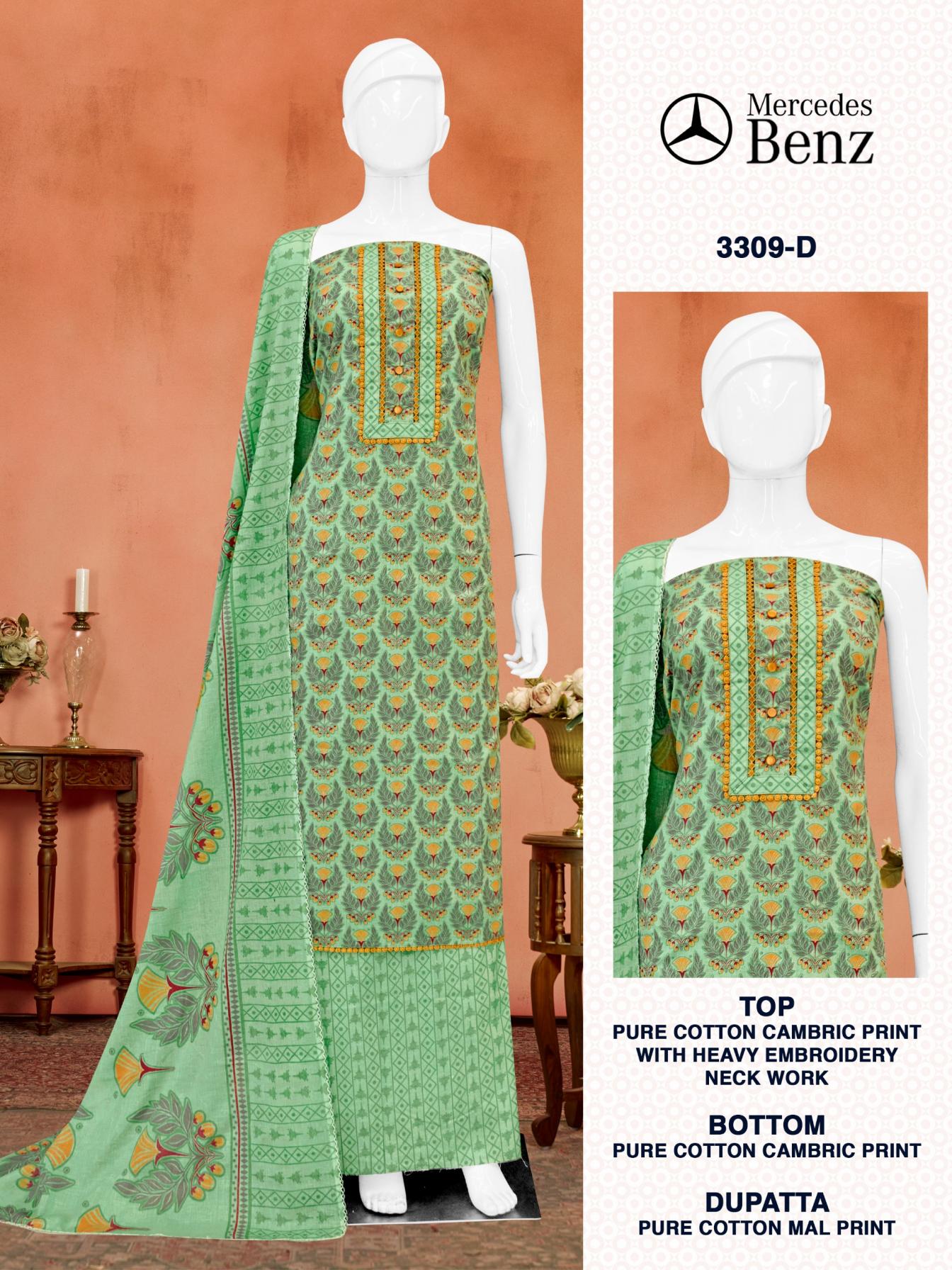 BIPSON PRINTS MERCEDES 3309 COTTON PRETTY LOOK DRESS MATERIALS