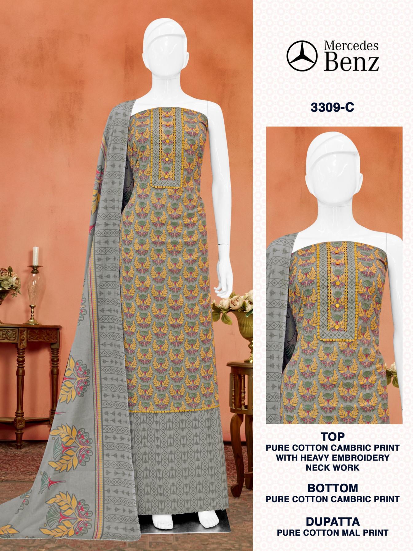 BIPSON PRINTS MERCEDES 3309 COTTON PRETTY LOOK DRESS MATERIALS