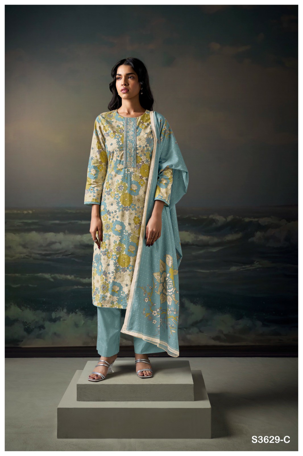 GANGA CHAHANA S3629 WHOLESALE PREMIUM COTTON PRINTED WITH EMBROIDERY DESIGNER SALWAR SUITS