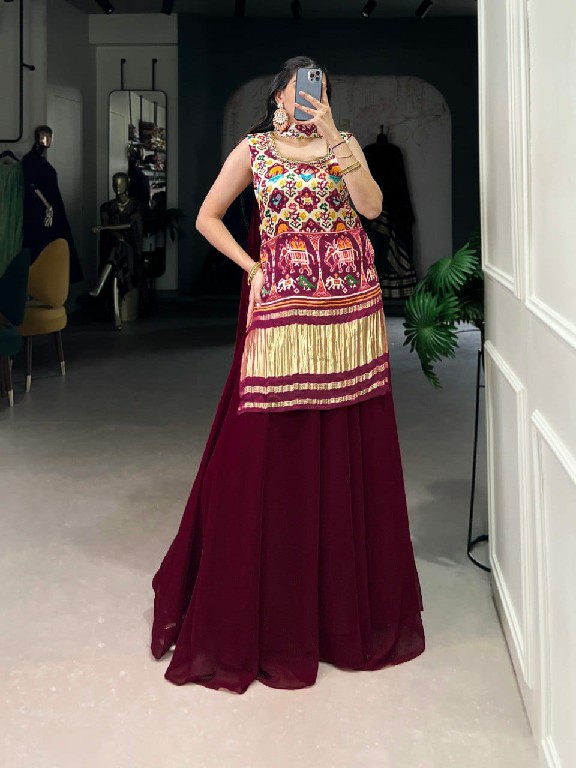 LNB 3012 COLOUR WHOLESALE GAJI SILK PRINTED WITH HANDOWORK FANCY TOP WITH PLAZOO AND DUPATTA