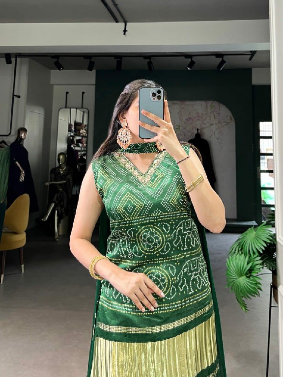 LNB 3012 COLOUR WHOLESALE GAJI SILK PRINTED WITH HANDOWORK FANCY TOP WITH PLAZOO AND DUPATTA