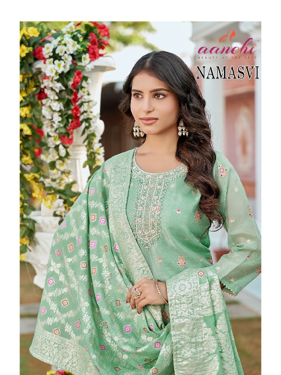 AANCHI PRESENT NAMASVI WHOLESALE MEENA JACQUARD READYMADE 3 PCS TRENDY SALWAR SUITS