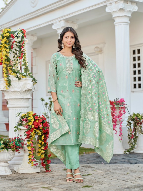 AANCHI PRESENT NAMASVI WHOLESALE MEENA JACQUARD READYMADE 3 PCS TRENDY SALWAR SUITS