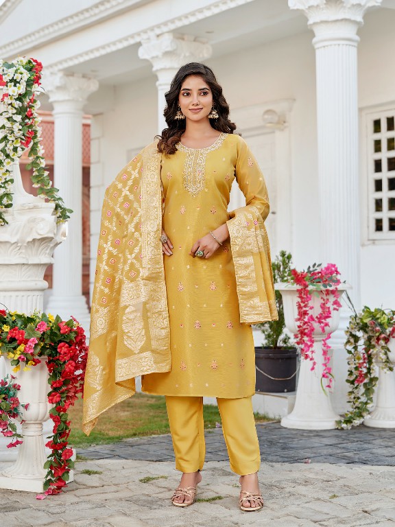 AANCHI PRESENT NAMASVI WHOLESALE MEENA JACQUARD READYMADE 3 PCS TRENDY SALWAR SUITS