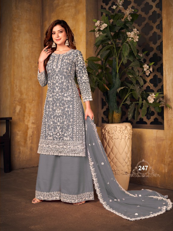 DANI FASHION VAANI VOL-24 WHOLESALE NET WITH CORDING WORK UNIQUE COLOUR TOP WITH PLAZZO AND DUPATTA COLLECTION
