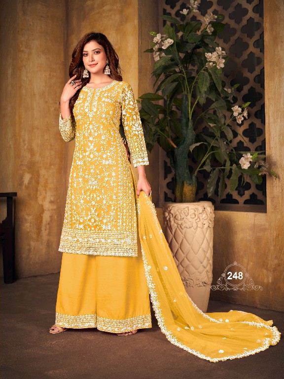 DANI FASHION VAANI VOL-24 WHOLESALE NET WITH CORDING WORK UNIQUE COLOUR TOP WITH PLAZZO AND DUPATTA COLLECTION