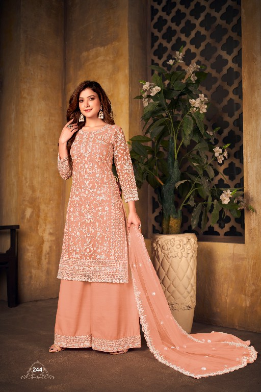 DANI FASHION VAANI VOL-24 WHOLESALE NET WITH CORDING WORK UNIQUE COLOUR TOP WITH PLAZZO AND DUPATTA COLLECTION