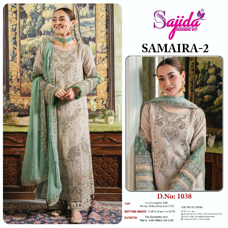 SAJIDA SAMIAR VOL-2 WHOLESALE GEORGETTE WITH HEAVY EMBROIDERY WITH KHATLI WORK DESIGNER PAKISTANI SUITS