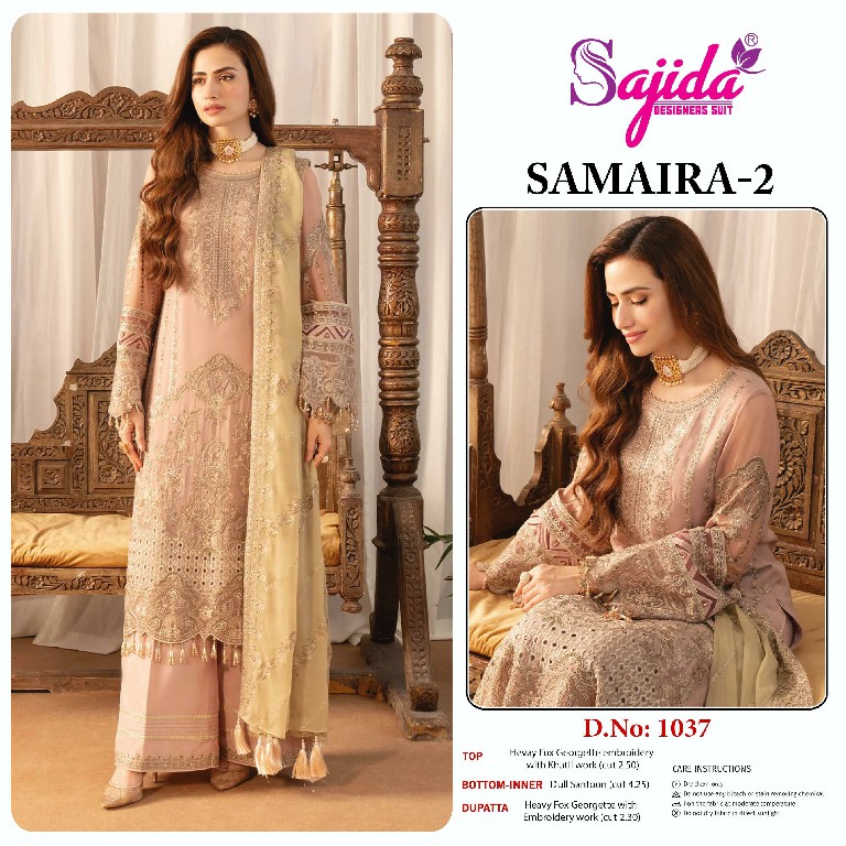 SAJIDA SAMIAR VOL-2 WHOLESALE GEORGETTE WITH HEAVY EMBROIDERY WITH KHATLI WORK DESIGNER PAKISTANI SUITS