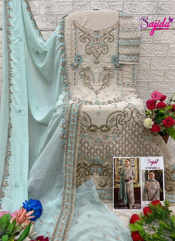 SAJIDA SAMIAR VOL-2 WHOLESALE GEORGETTE WITH HEAVY EMBROIDERY WITH KHATLI WORK DESIGNER PAKISTANI SUITS