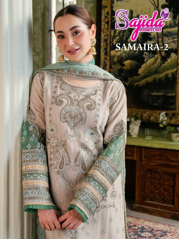 SAJIDA SAMIAR VOL-2 WHOLESALE GEORGETTE WITH HEAVY EMBROIDERY WITH KHATLI WORK DESIGNER PAKISTANI SUITS