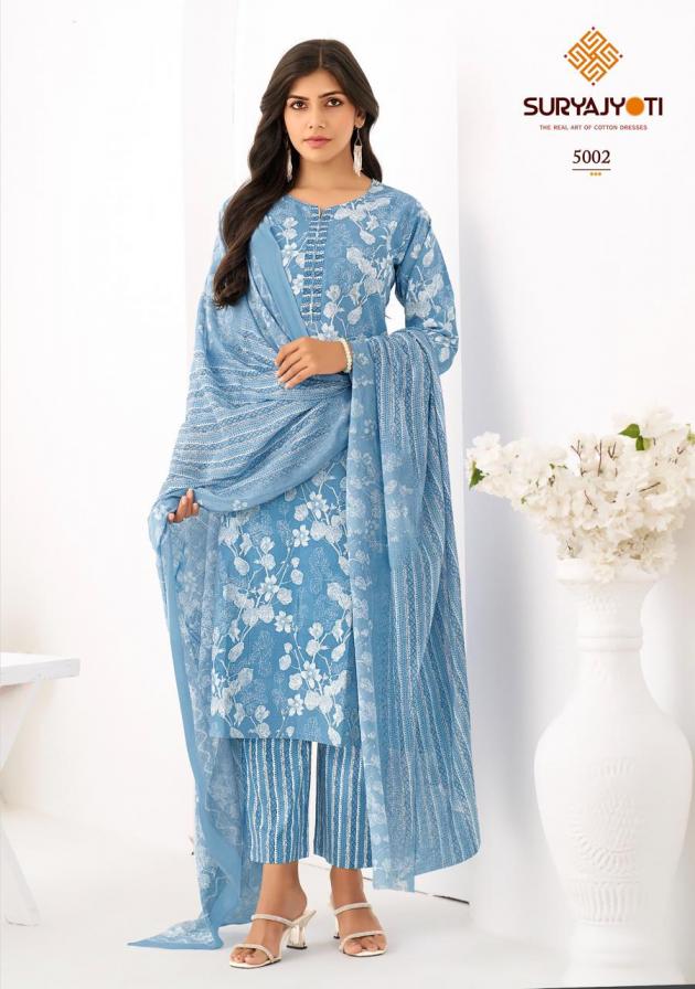 ICE LOOK VOL 5 BY SURYAJYOTI COTTON READYMADE CLASSIC BIG SIZE 3PCS DRESS