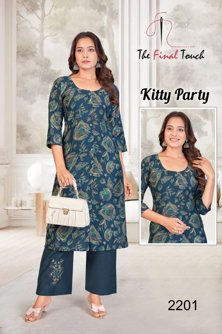THE FINAL TOUCH R R FASHION KITTY PARTY VETICAN PRINT READYMADE STYLISH COMBO KURTI WITH PANT