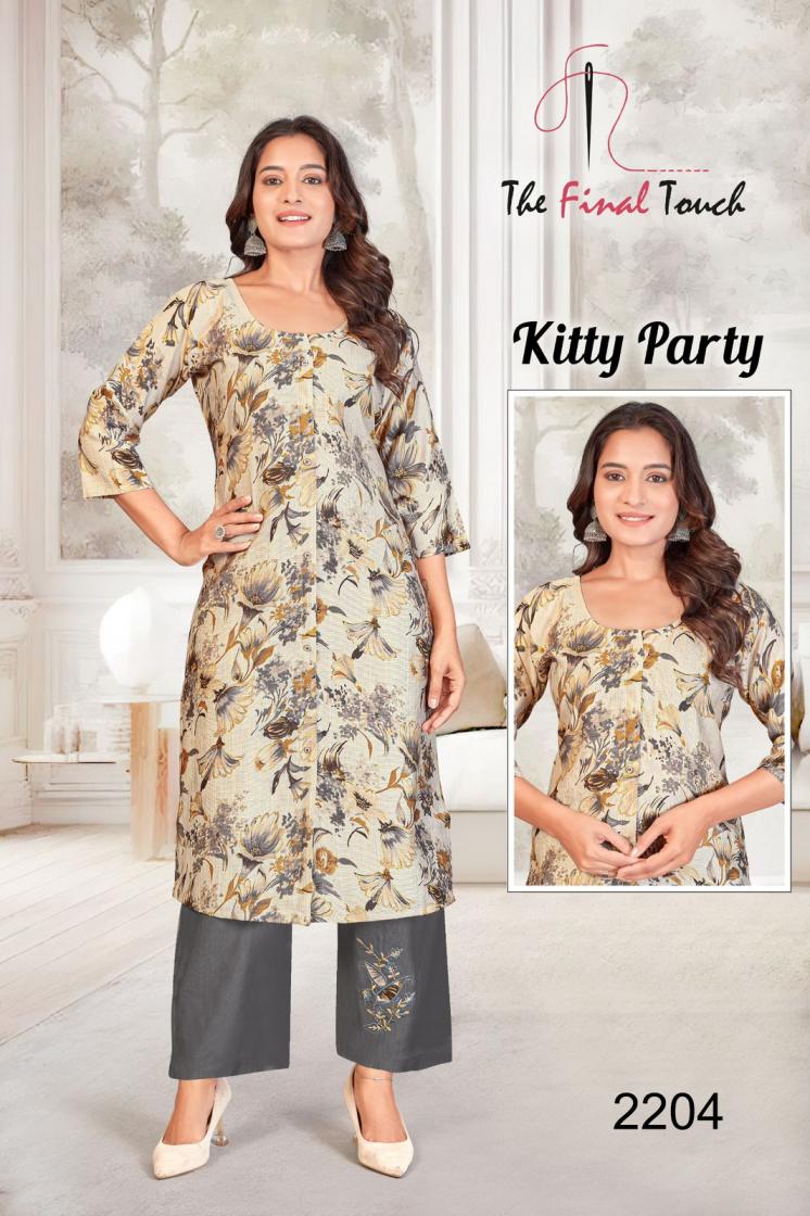 THE FINAL TOUCH R R FASHION KITTY PARTY VETICAN PRINT READYMADE STYLISH COMBO KURTI WITH PANT