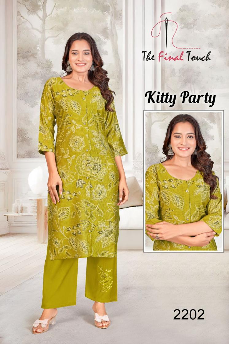 THE FINAL TOUCH R R FASHION KITTY PARTY VETICAN PRINT READYMADE STYLISH COMBO KURTI WITH PANT