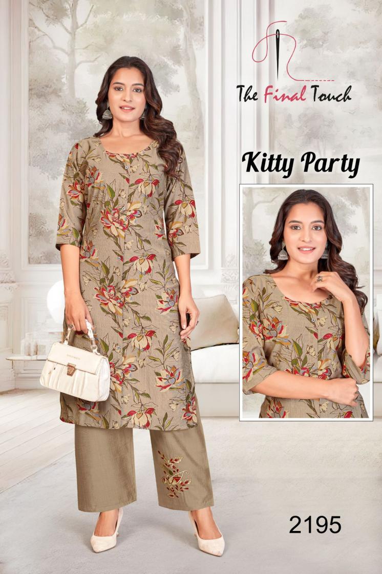 THE FINAL TOUCH R R FASHION KITTY PARTY VETICAN PRINT READYMADE STYLISH COMBO KURTI WITH PANT