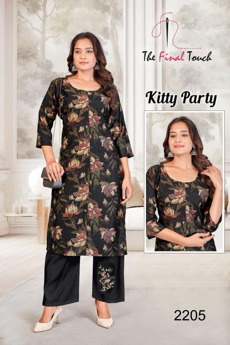 THE FINAL TOUCH R R FASHION KITTY PARTY VETICAN PRINT READYMADE STYLISH COMBO KURTI WITH PANT