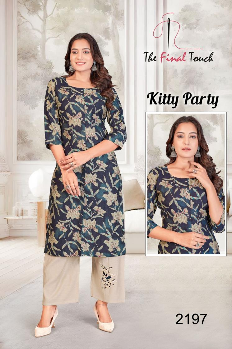THE FINAL TOUCH R R FASHION KITTY PARTY VETICAN PRINT READYMADE STYLISH COMBO KURTI WITH PANT