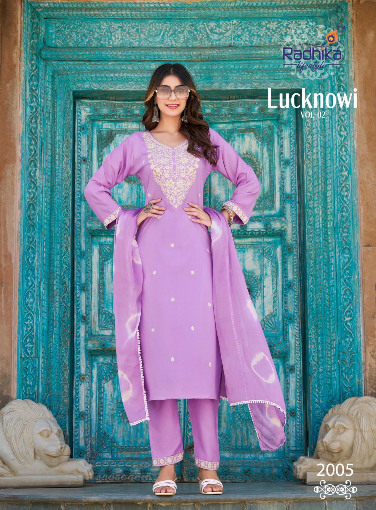 RADHIKA LIFESTYLE LUCKNOWI VOL 2 RAYON CLASSIC READYMADE BIG SIZE 3PCS DRESS