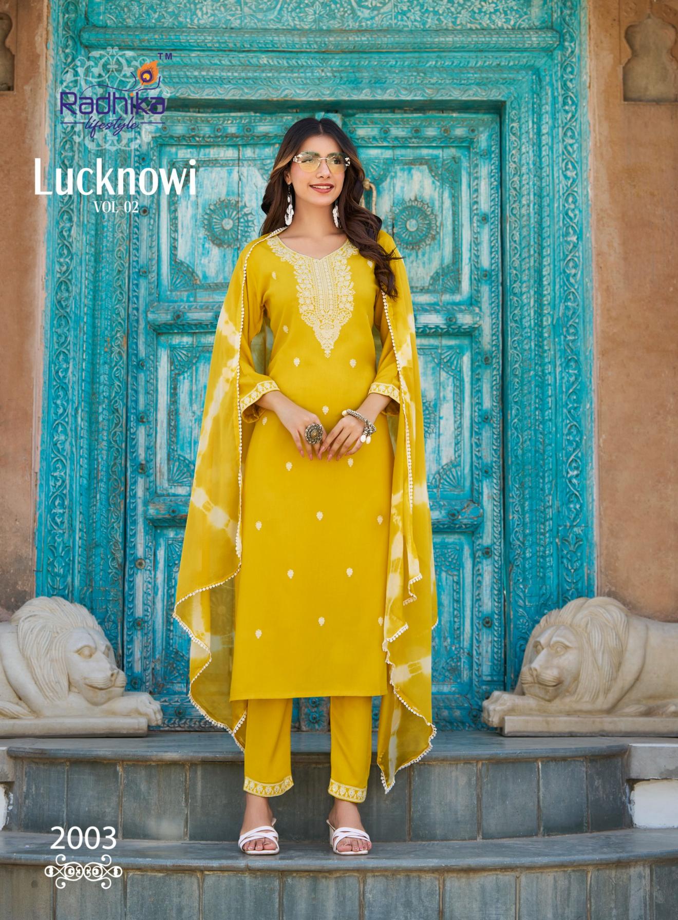 RADHIKA LIFESTYLE LUCKNOWI VOL 2 RAYON CLASSIC READYMADE BIG SIZE 3PCS DRESS