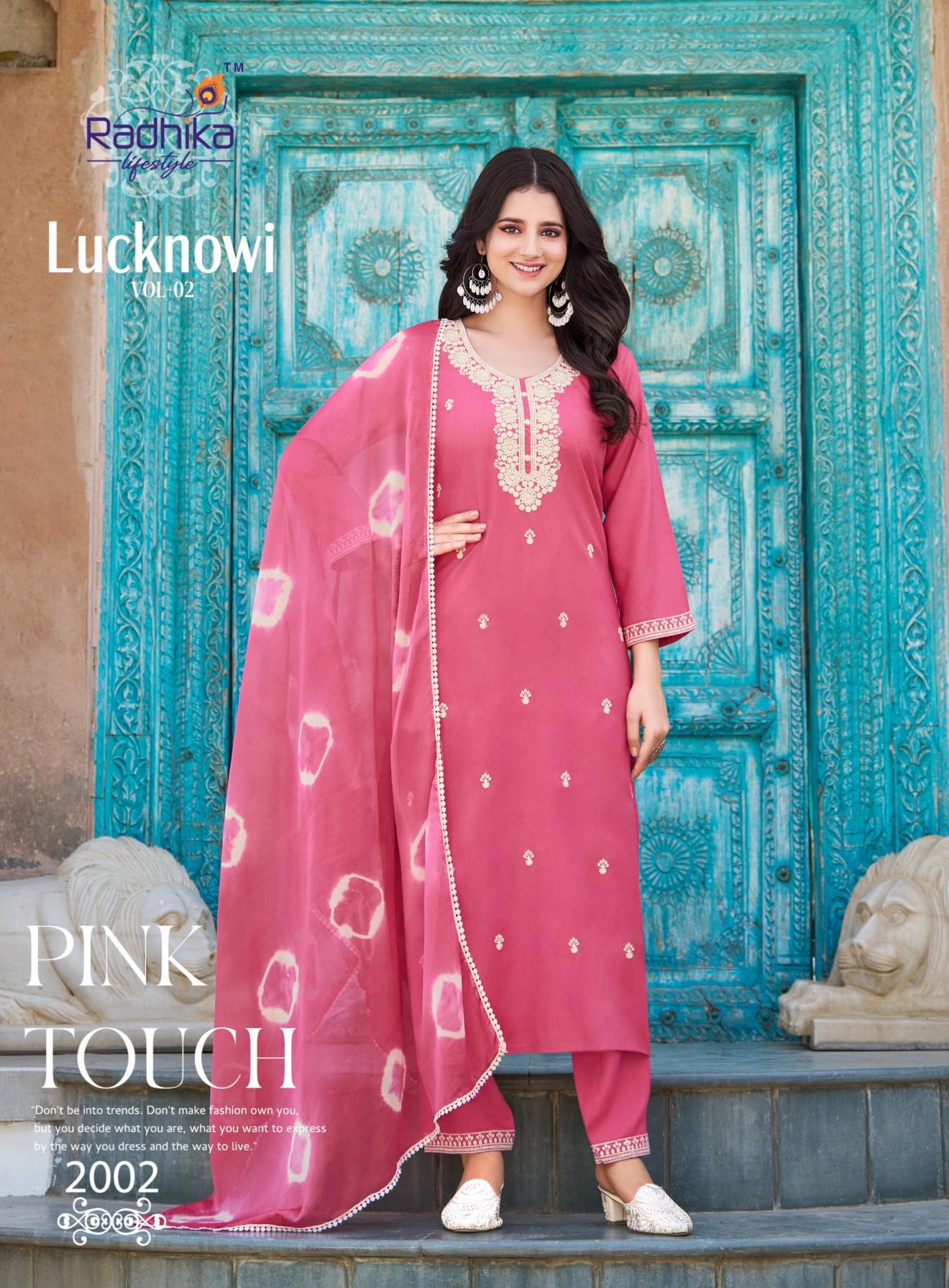 RADHIKA LIFESTYLE LUCKNOWI VOL 2 RAYON CLASSIC READYMADE BIG SIZE 3PCS DRESS