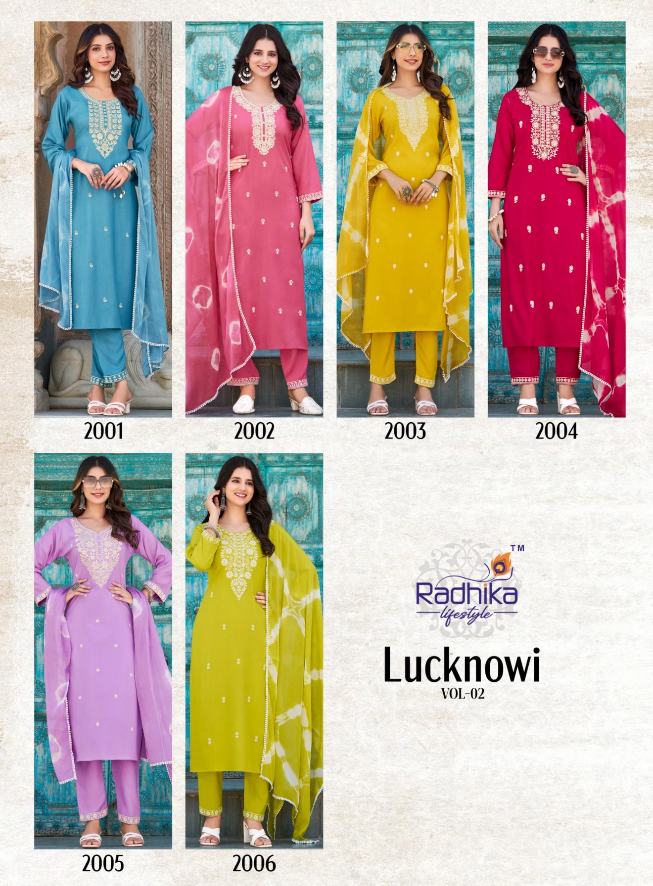 RADHIKA LIFESTYLE LUCKNOWI VOL 2 RAYON CLASSIC READYMADE BIG SIZE 3PCS DRESS